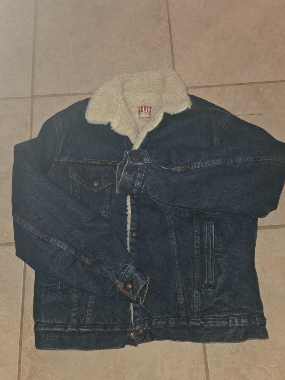 Levi's San Francisco Sherpa Lined Denim Trucker Jacket 42L Made in USA